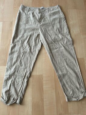 Zara Men's Light Tan Linen-Blend Chinos